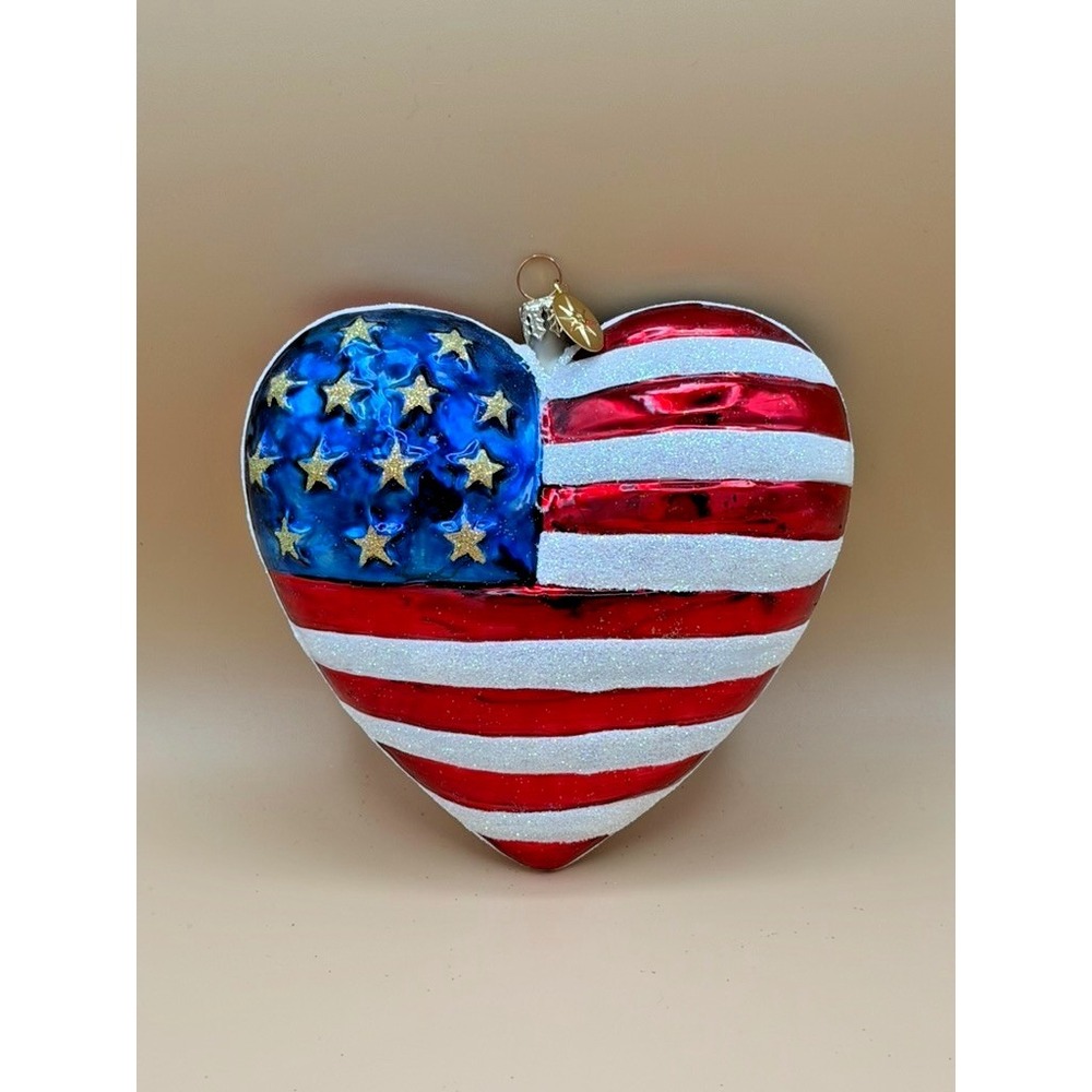 Christopher Radko 2001 Brave Heart American Flag Glass Ornament 01-0594-0